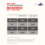 Mashreq Metro Station Timings to Centrepoint - First Train and Last Train Timings