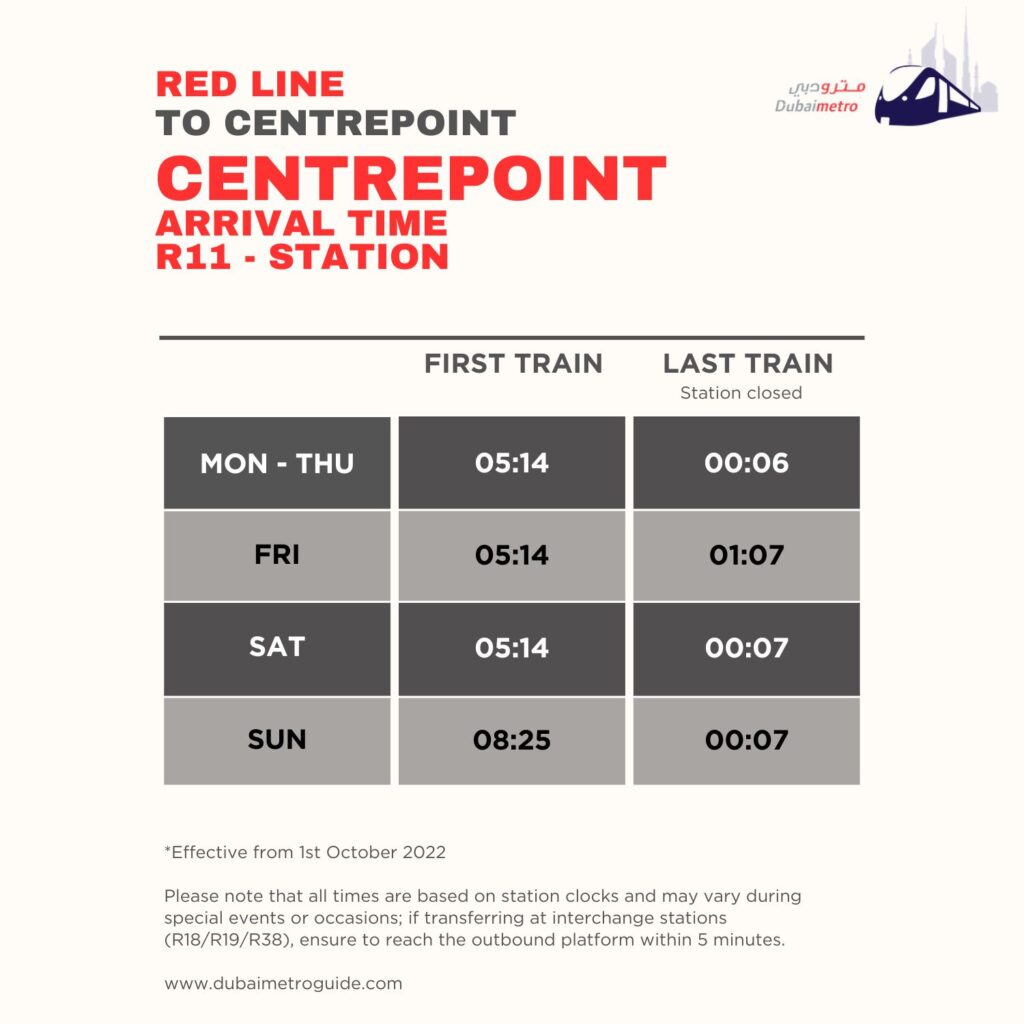 Centrepoint Metro Station Timings Arrival – First Train and Last Train Timings