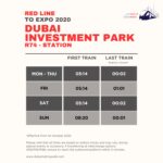 Dubai Investment Park Metro Station Timings to Expo 2020 - First Train and Last Train Timings