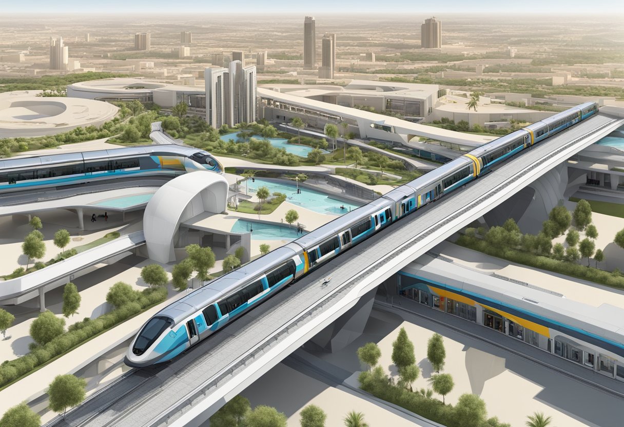 The Al Khail metro station stands tall among nearby attractions and landmarks