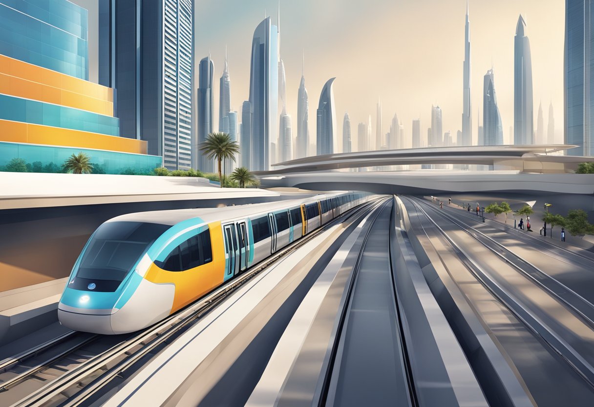 The Dubai Internet City metro station features modern architecture, sleek signage, and convenient amenities for commuters