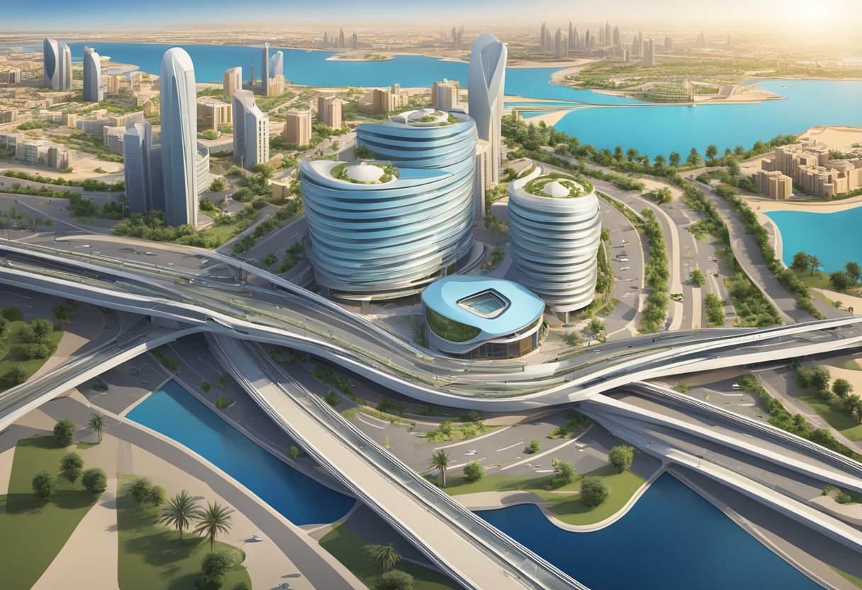 The Dubai Internet City metro station is surrounded by a mix of residential and business buildings, creating a bustling urban environment