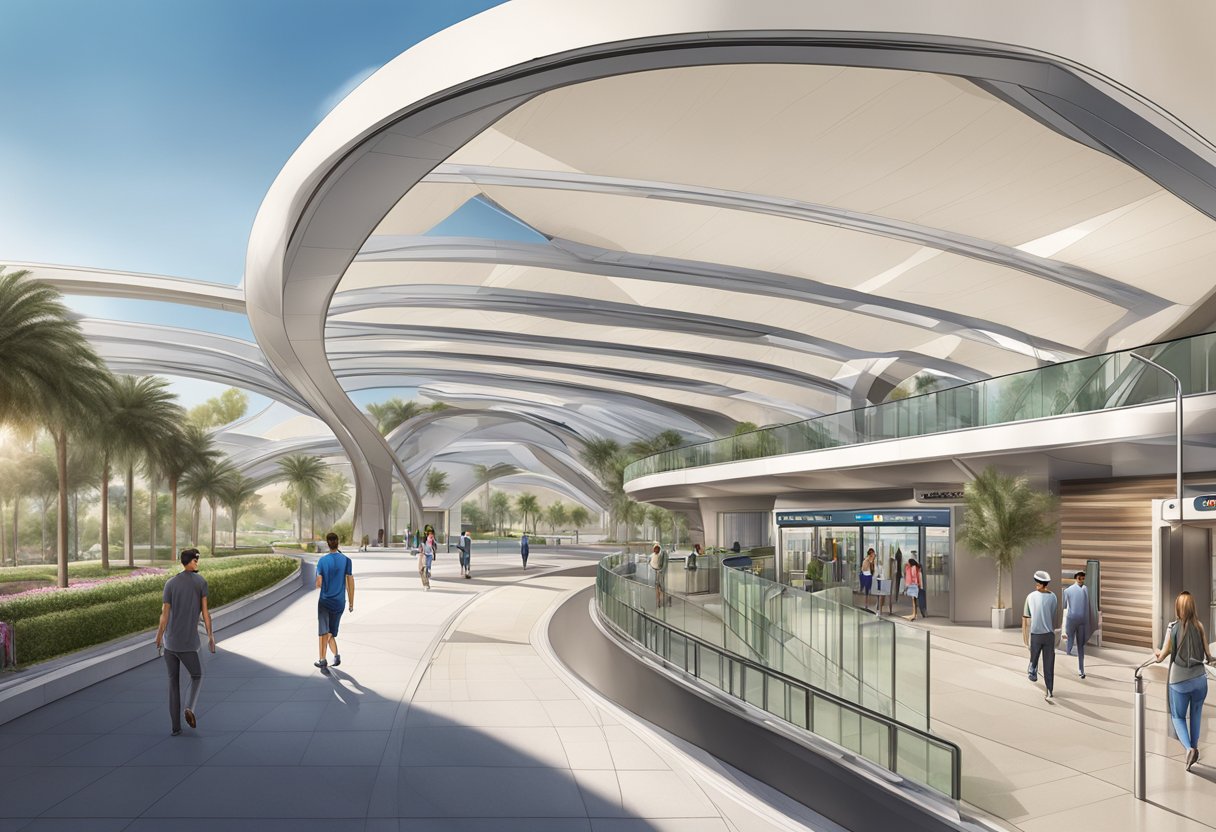 The Jumeirah Golf Estates metro station is easily accessible, with modern architecture and clear signage