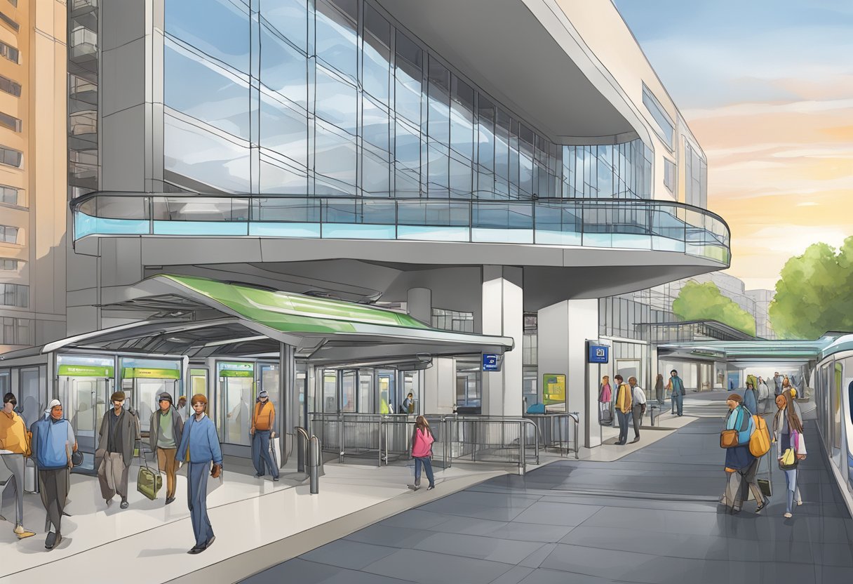 The energy metro station is bustling with commuters, accessible ramps and elevators provide easy access for all