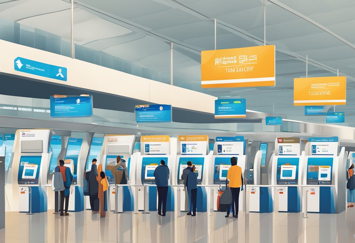 Passengers holding tickets and Nol cards wait at Dubai Airport Free Zone Metro Station. Signs and ticket machines are visible