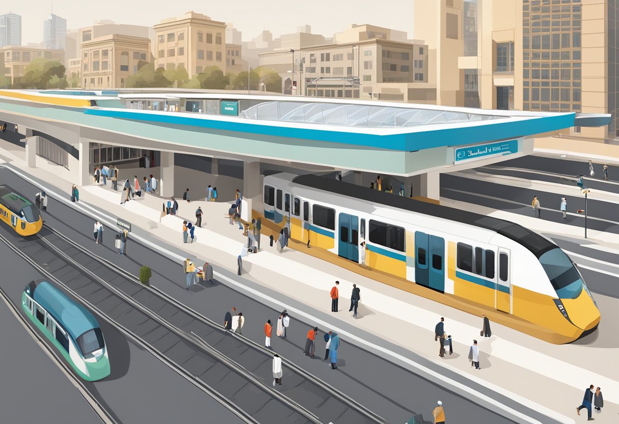 The Salah Al Din Siddique metro station bustles with commuters and features modern architecture and signage