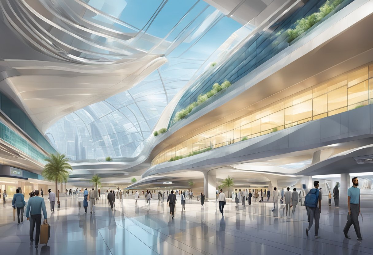 The Dubai Healthcare City metro station is bustling with commuters, with sleek, modern architecture and a futuristic feel