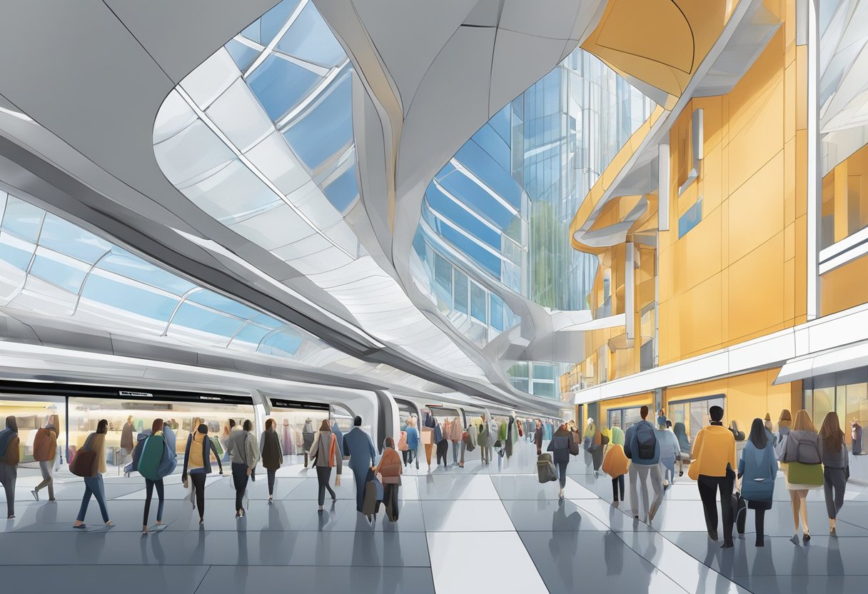 The Traveler Services Creek metro station bustles with commuters. Brightly lit platforms and sleek, modern architecture create a sense of movement and energy