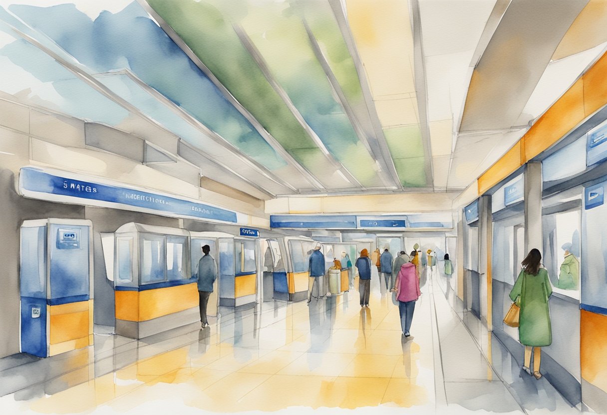 The ONPASSIVE metro station features modern amenities and services. It includes facilities such as ticketing counters, information kiosks, waiting areas, and restrooms