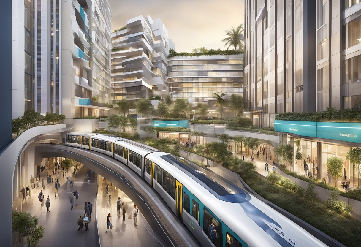 The bustling Sobha Realty Metro Station is surrounded by a web of connecting pathways and bustling with activity